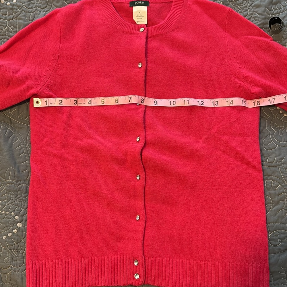 J Crew Bright Rose crystal button cardigan - Picture 4 of 4